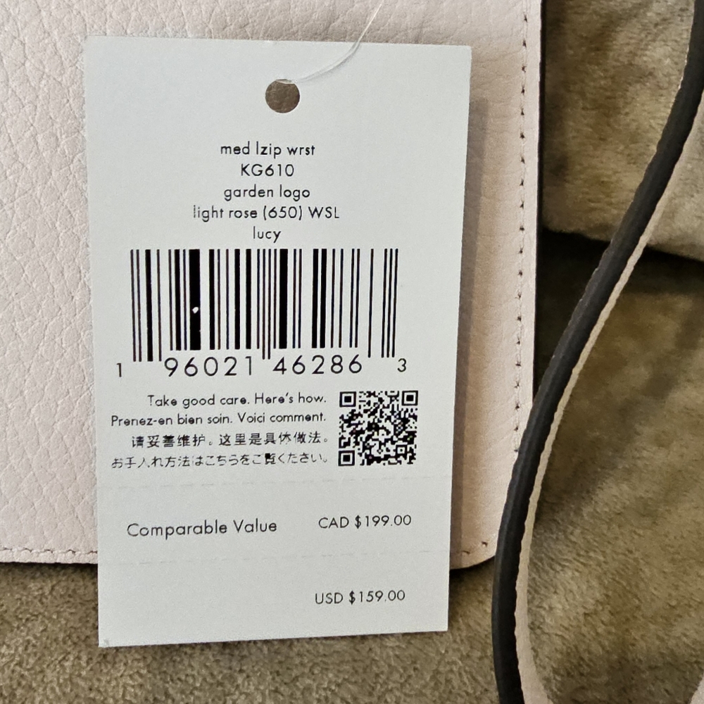 kate spade Zip Wristlet light rose garden logo NWT Rare - Picture 6 of 12
